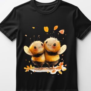 Women's Loose, Fashionable And Cute Style, Cute Little Bee Print Pattern, Casual, Fashionable And Comfortable, Round Neck, All-season Short Sleeves